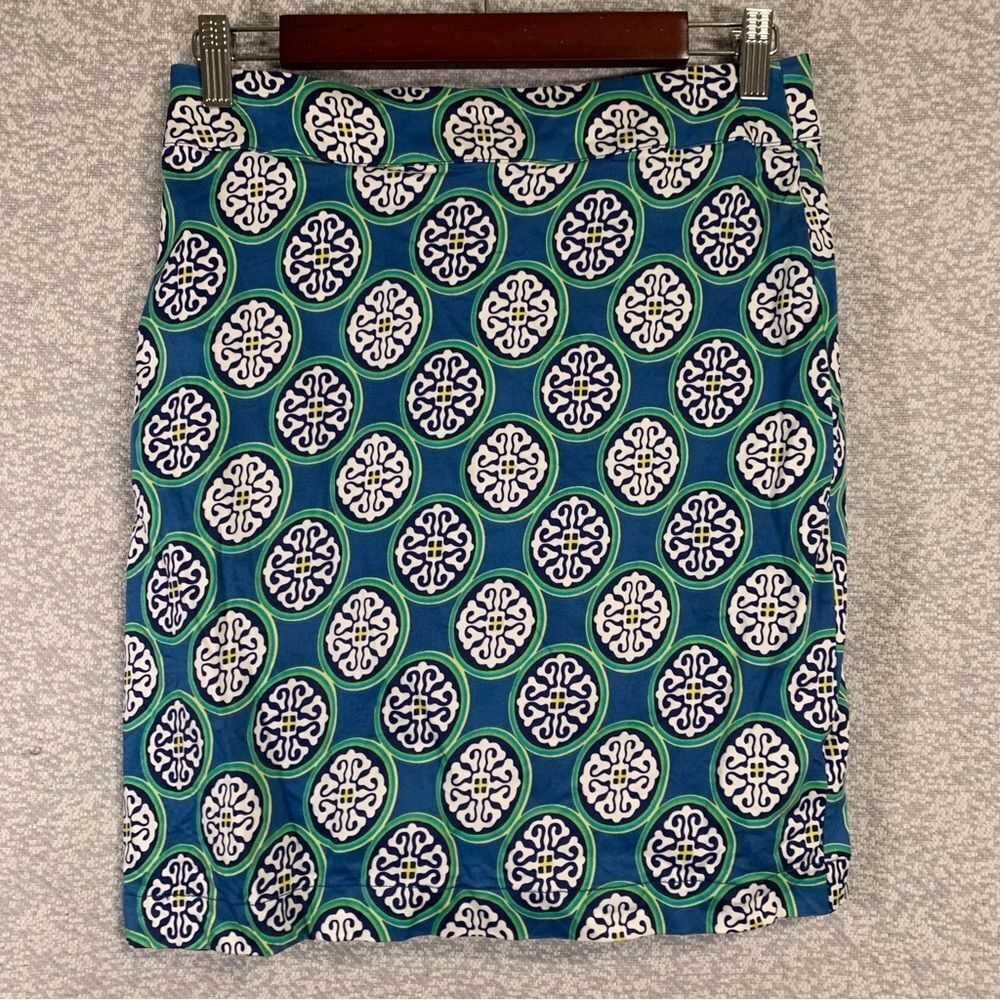 DIZZY LIZZIE Chinoiserie Blue Pattern Straight Summer Pencil Skirt Size 2 #952